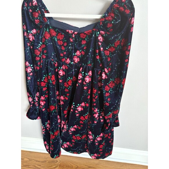 Janie and Jack 16 Rose Velvet Dress Dark Marine Rose Print Party Holiday - Picture 6 of 16